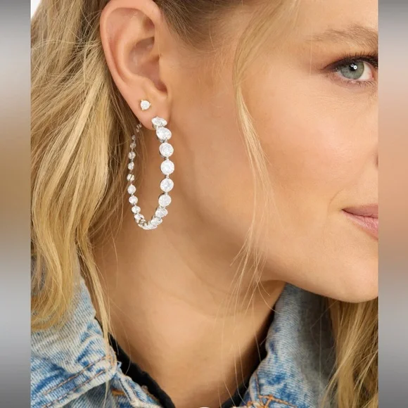 She's an Icon Hoops 2" Silver|White Diamondettes by Melinda Maria - Picture 2 of 15